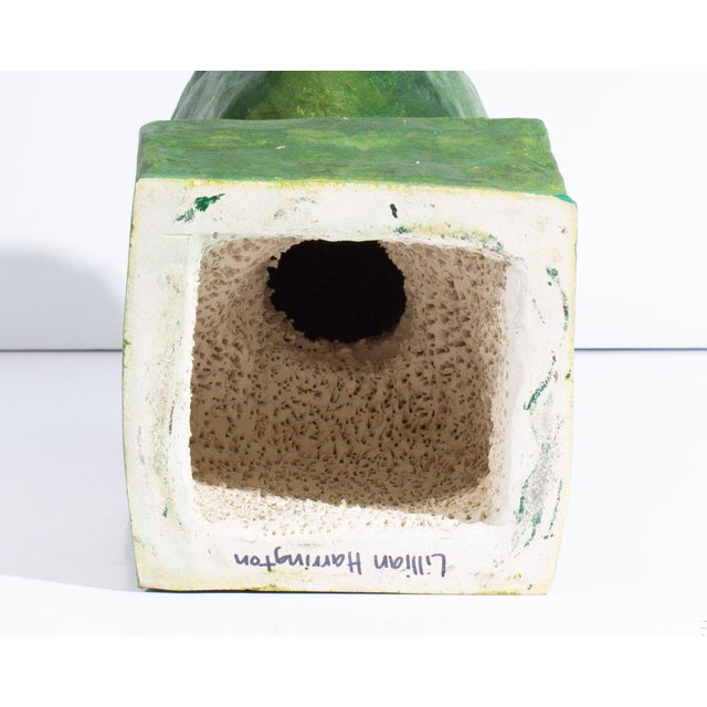 Dark Green Plaster Bust Sculpture by Lillian Harrington For Sale - Image 8 of 9