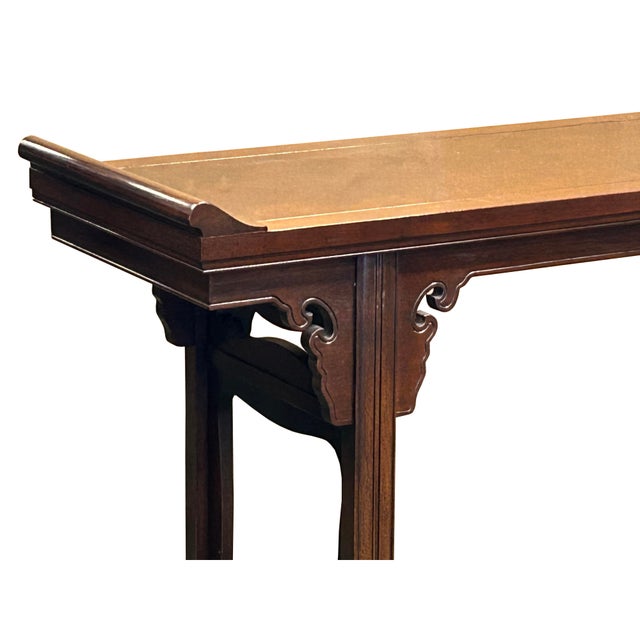 Vintage Oriental Natural Brown Ru Yi Point Edge Altar Console Table For Sale In San Francisco - Image 6 of 10