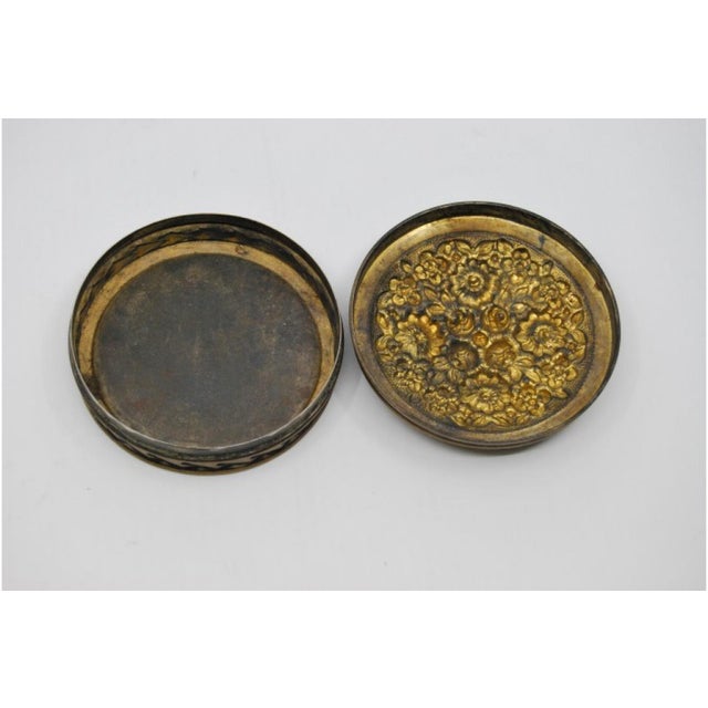 Circular Pill Box with Engraved Plant Motifs For Sale - Image 5 of 6