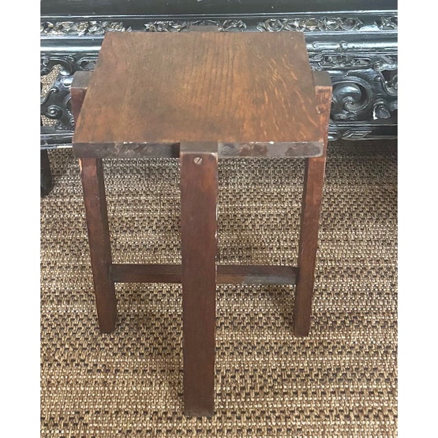 Antique Arts and Crafts 4 Legs Side Table, Plant Stand For Sale - Image 10 of 10