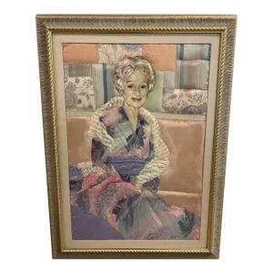 1981 Ron Fritts Trapunto Fabric Portrait Princess Alexandra Quilted Mixed Media Art