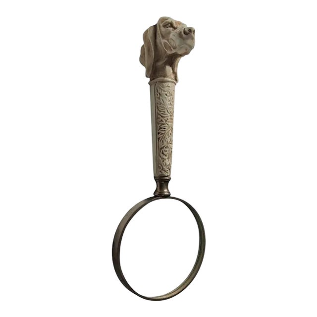 Vintage Figural Dog Head Magnifying Glass For Sale