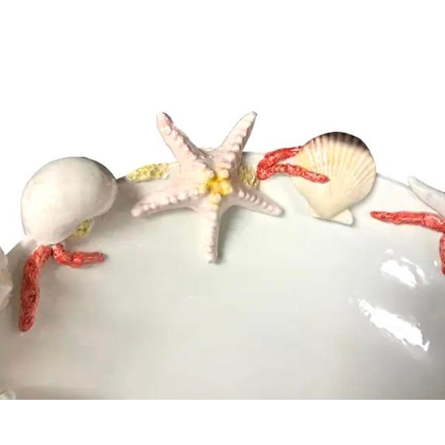 Large Italian Ceramic Seashell Centerpiece Bowl by Borbone Capodimonte For Sale In Tampa - Image 6 of 13