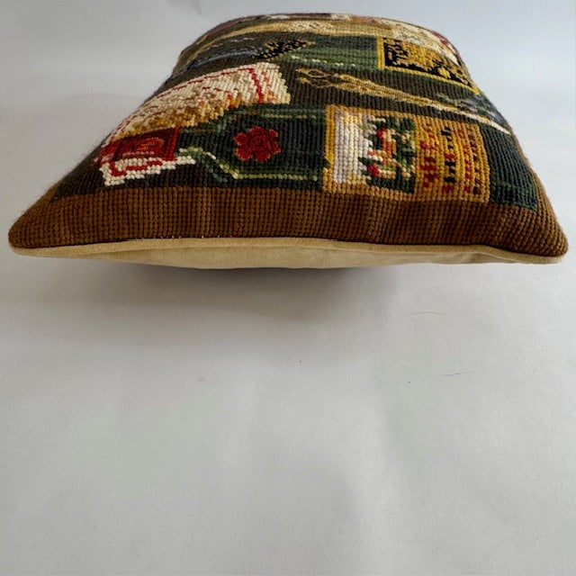 Textile Chelsea Textiles Wine Bottle Needlepoint Pillow – 100% Wool, Down Insert, English Estate Style For Sale - Image 7 of 14