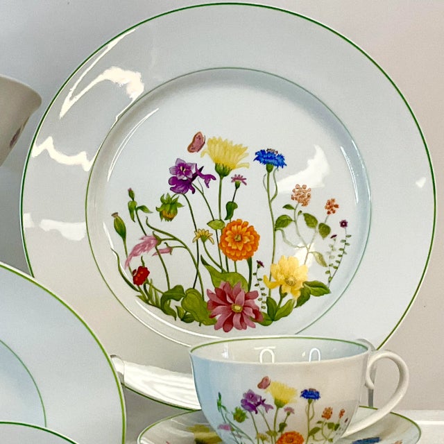 1970s 1974 Portuguese Porcelain Dinnerware With Wildflowers by Denby, Service for 9+ - Set of 52 For Sale - Image 5 of 12