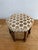 Mid-Century Modern Charming Mid 20th Century Danish Spool Leg Stool in Polka Dot Velvet For Sale - Image 3 of 10