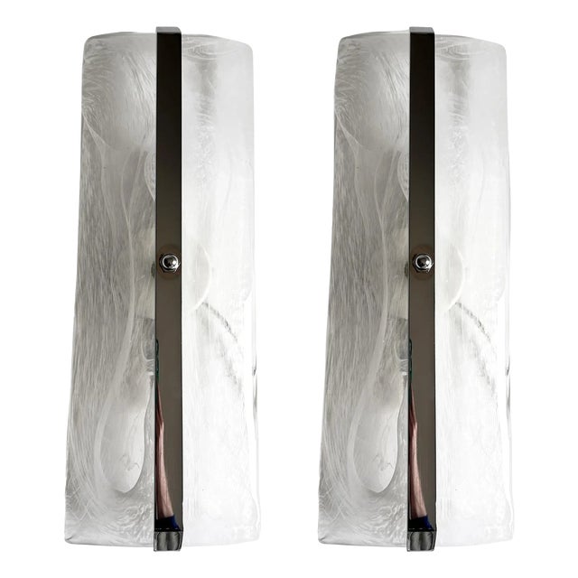Rectangular Veined White Murano Glass Alabastro Wall Sconces by Simoeng, Set of 2 For Sale