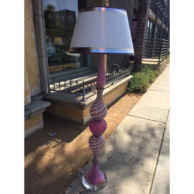 Vintage Murano Floor Lamp Pink Opaline with Shade Chairish