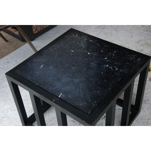 Stone 1980s Ebonized Marble Side Table For Sale - Image 7 of 8