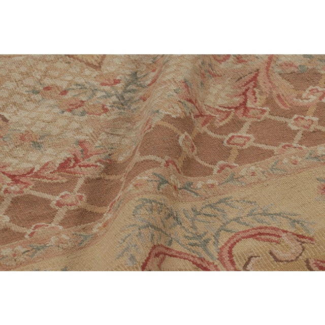 Textile Rug & Kilim’s Aubusson Style Rug in Gold and Beige With Floral Medallion For Sale - Image 7 of 7