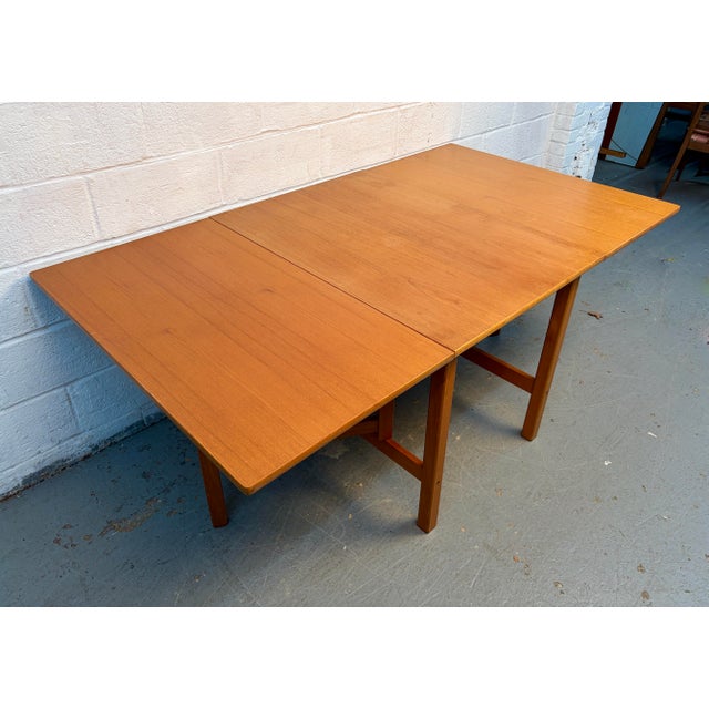 Mid 20th Century Mid 20th Century Drop-Leaf Solid Teak Dining Table From S. Burchardt Nielsen Danish-German For Sale - Image 5 of 18