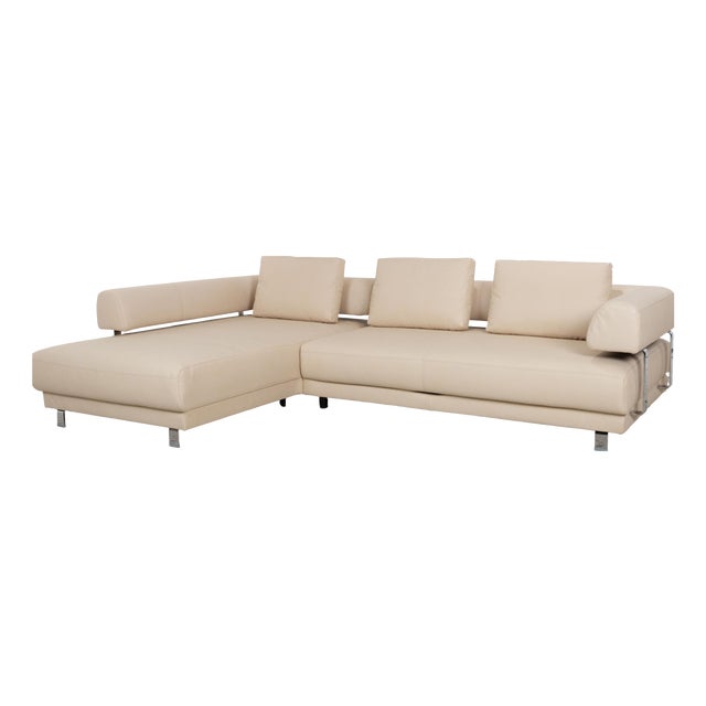 Leather Brand Face Corner Sofa in Beige with Manual Function from Ewald Schillig For Sale
