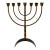 Vintage Jerusalem Brass Menorah – Modernist Sculptural Judaica With Black Accents For Sale