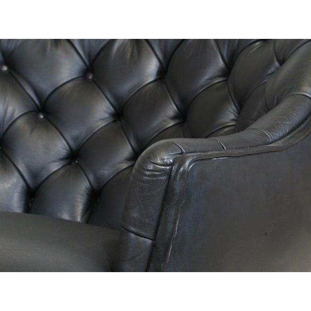 Mid 20th Century Mid 20th Century Pair of Sculptural Danish Club Chairs in Black Leather Attributed to Georg Kofoed For Sale - Image 5 of 14