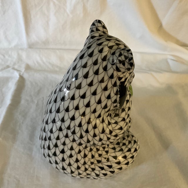 Herend Herend Panda With Black Fishnet Pattern Eating Bamboo For Sale - Image 4 of 5