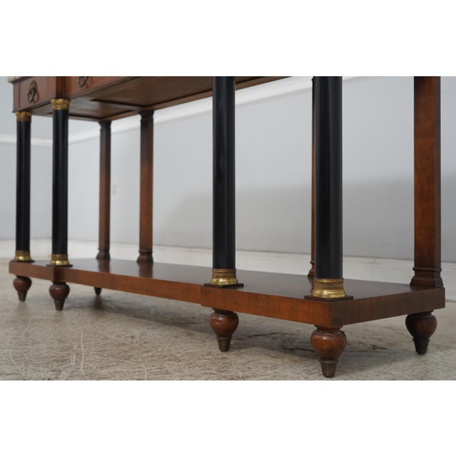 John Widdicomb Vintage Walnut Marble Top French Empire Console For Sale - Image 11 of 17
