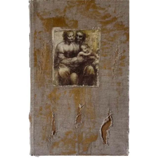 Illustration Late 20th Century Set of Linen Clad Book Boxes With Leonardo Da Vinci Illustrations For Sale - Image 3 of 5