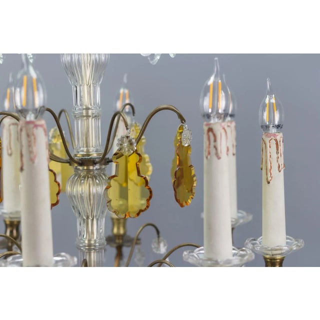 Antique Louis XVI Crystal Glass and Brass Chandelier For Sale - Image 12 of 18