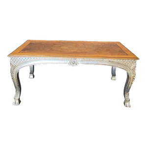 Italian Burled Walnut and Silver Gilt Hoof Foot Coffee Table