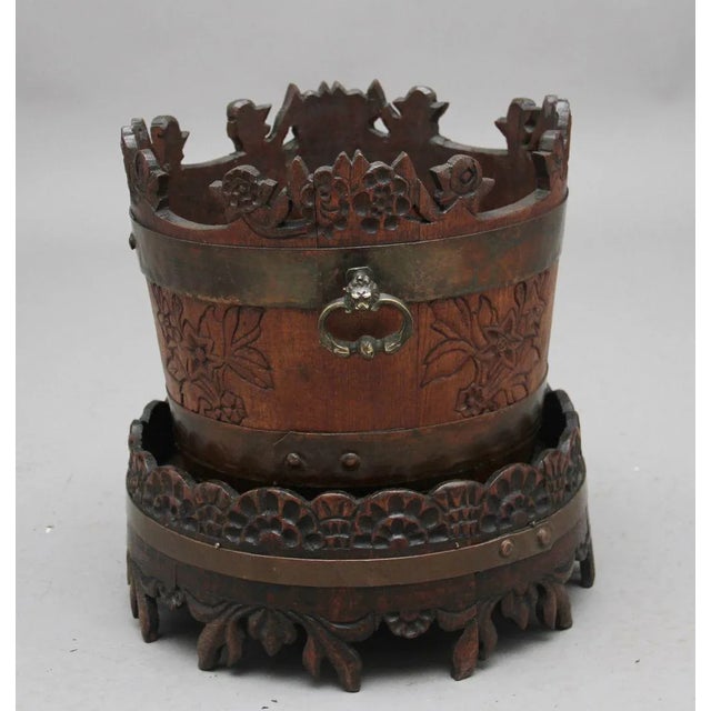 19th-Century Carved Oak Basket on Stand For Sale - Image 9 of 11