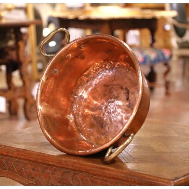 19th Century French Copper and Brass Jelly Boiling Bowl From Normandy For Sale - Image 9 of 10