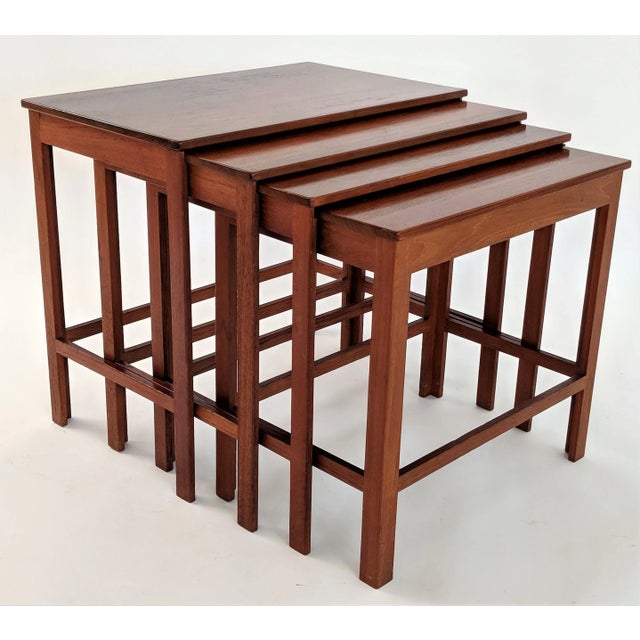 Wood Peter Hvidt & Orla Mølgaard for France & Daverkosen Nesting Tables - Set of 4 For Sale - Image 7 of 13