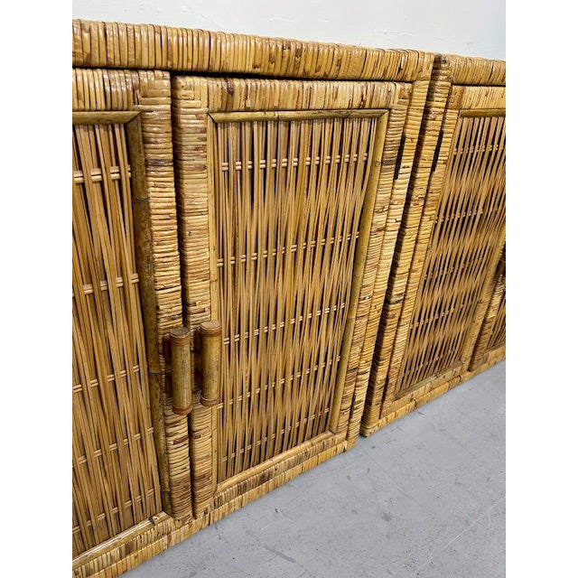 Vintage Buri Rattan Cabinets, a Pair For Sale In West Palm - Image 6 of 9