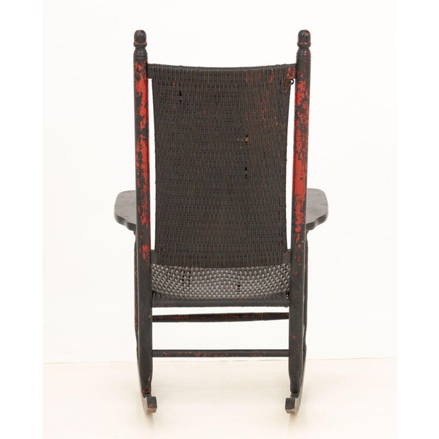Wood American Rustic Woven Rush Rocking Chair For Sale - Image 7 of 7