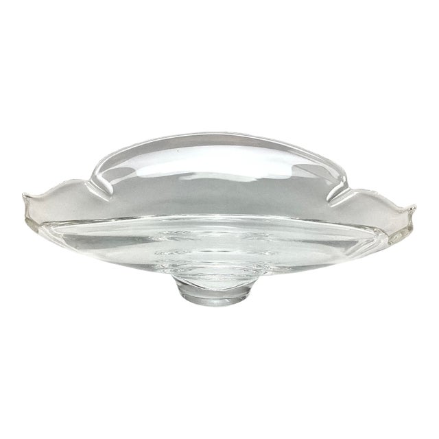 Steuben 9" Round Crimped Bowl Calyx by Donald Pollard For Sale