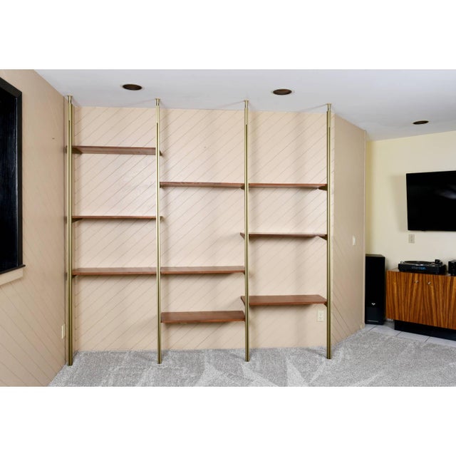 George Nelson Mid-Century Modern Tension Pole Omni Wall Unit Emerald Gold For Sale - Image 12 of 17