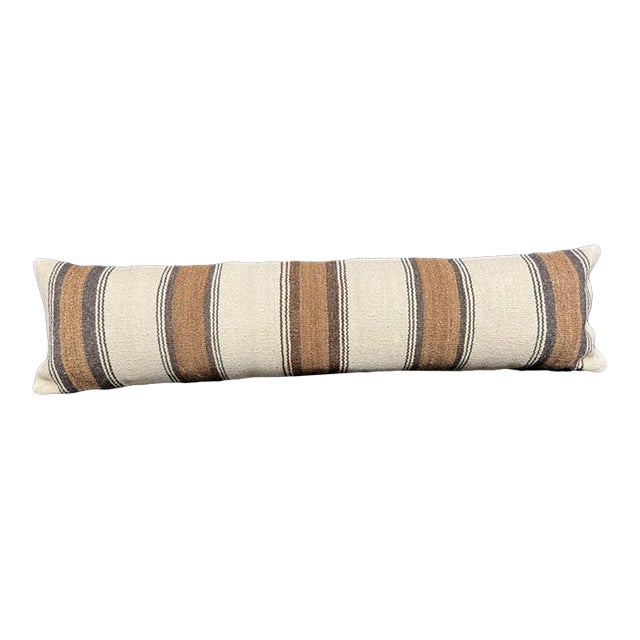 Turkish Hemp Pillow Cushion Natural Beige Brown Cushion Cover 12"x46" For Sale