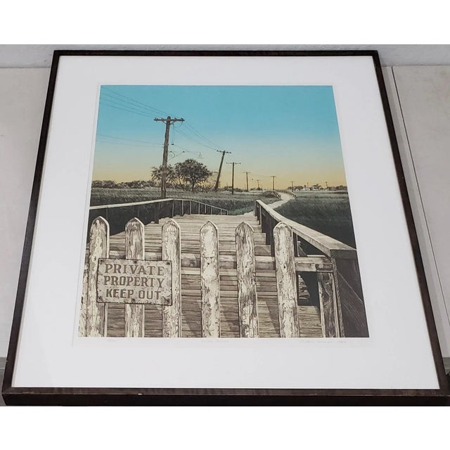 Martin Levine (American, 20th c.) "Private Property" Limited Edition Color Lithograph c.1982 A fantastic vintage color...