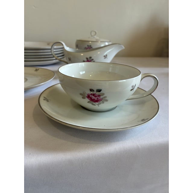 Ceramic Mid 20th Century Fukagawa Arita Japan Pink Rose Porcelain Tea - Set of 20 For Sale - Image 7 of 10