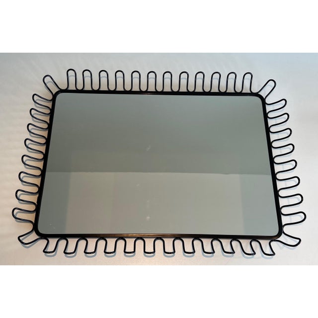 Mid-Century Modern Black Lacquered Metal Mirrors Circa 1980 - a Pair For Sale - Image 3 of 12