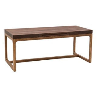 Modern Mid Century Style Oak and Walnut Desk For Sale