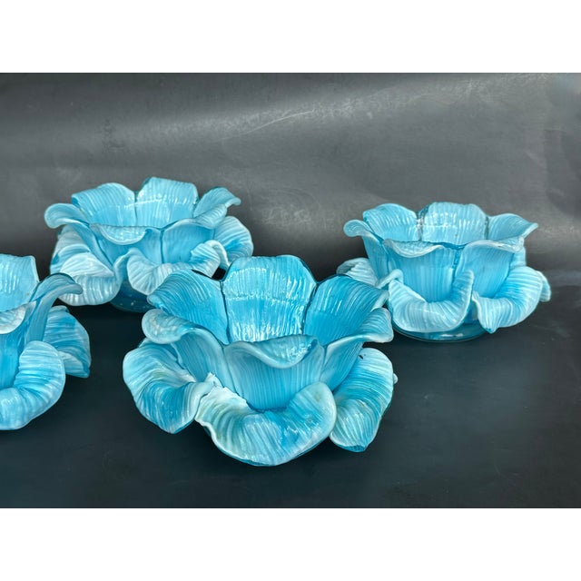Fratelli Toso Italian Murano Glass Flower Petal Bowl Candle Votive Holders For Sale - Image 15 of 18