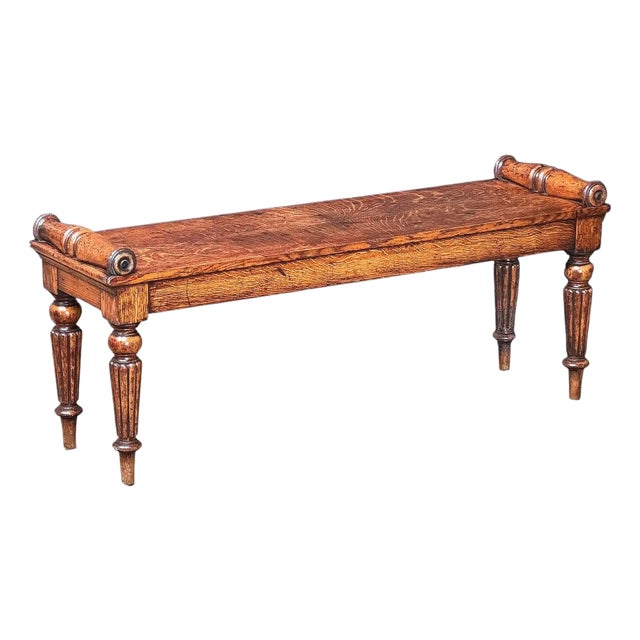 Large Hall Bench or Window Seat of Patinated Oak From England For Sale