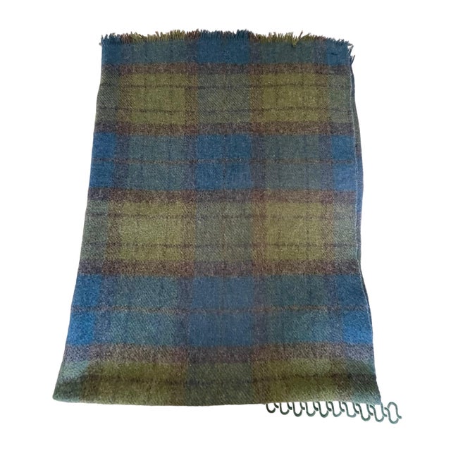 Vintage Dartington Hall Pure Wool Blanket Rug Throw. Blue and Green