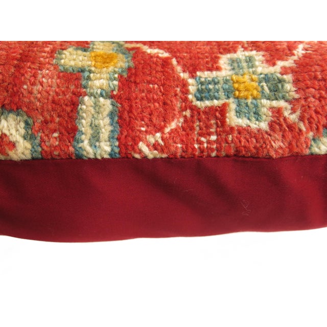 Early 20th Century Coral Gold Early 20th Century Wool Antique Oushak Border Large Rug Pillow For Sale - Image 5 of 5
