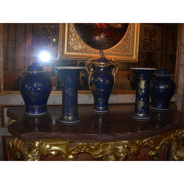 Chinese Powder-Blue Gilt-Decorated Jars, 18th Century, Set of 2 For Sale - Image 11 of 14