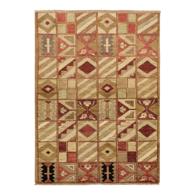 Boho Chic Gabbeh Beige/Red Wool Rug - 3'0'' X 5'2'' For Sale