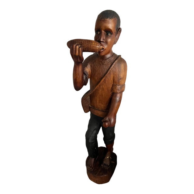 1910s E . Jeanty Wooden Hand Carved Statue For Sale