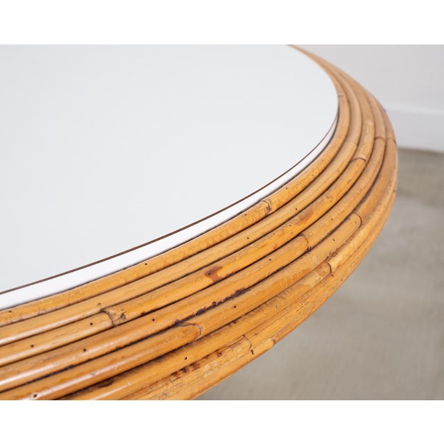 McGuire Organic Modern Rattan Pencil Reed Round Dining Table For Sale - Image 10 of 18