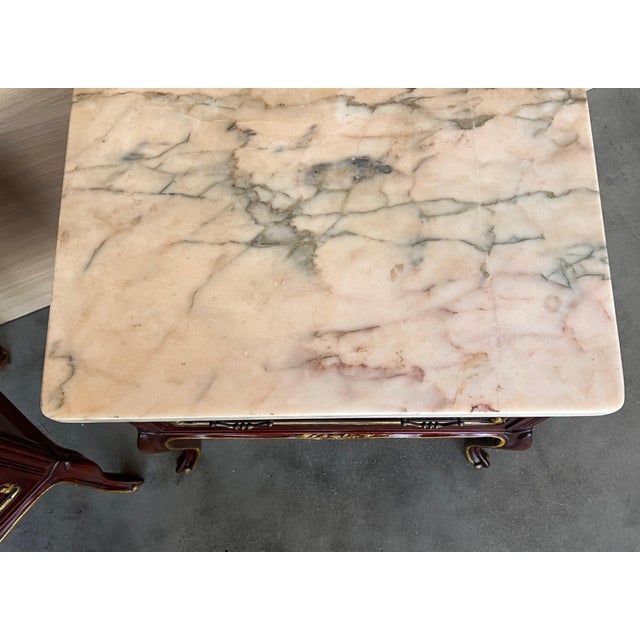 20th Century Pair of Spanish Raspberry Red Wooden Two drawers Nightstands For Sale - Image 11 of 18