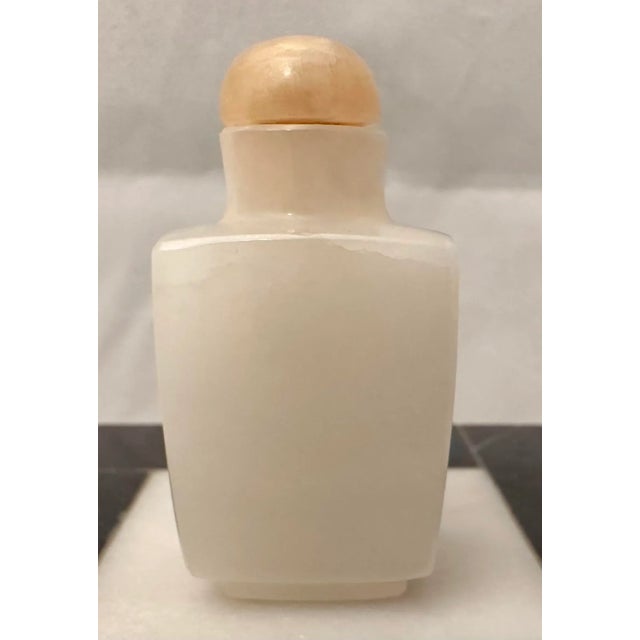 White Antique White Jade Art Deco Snuff Bottle With Stopper & Spoon For Sale - Image 8 of 12