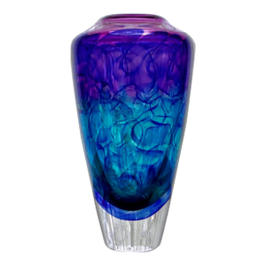 Joseph Nielander Water Veil Art Glass Vase – Amethyst Teal Cobalt Sculptural Studio Glass