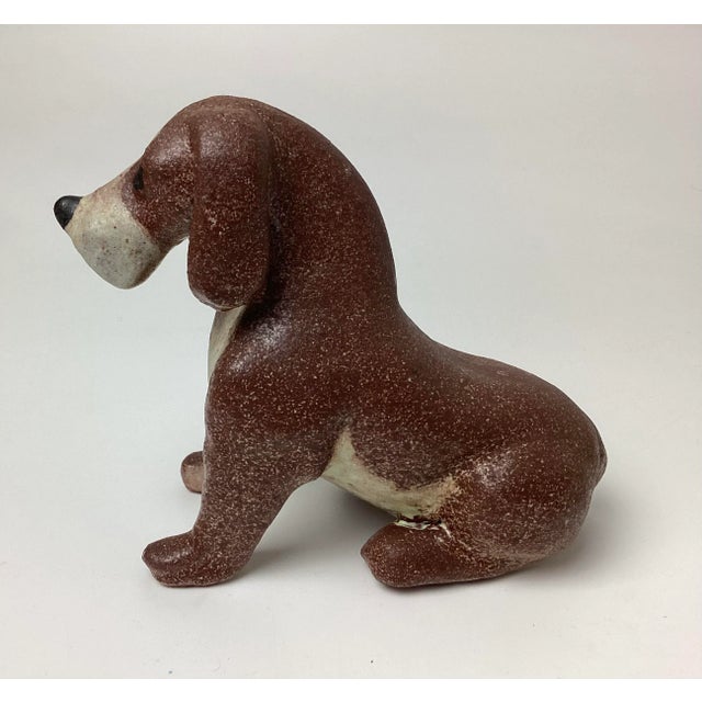 Mid-Century Alfaraz Pottery Modernist Dog Sculpture, Spain, 1960. He has a very folk art flavor. Wonderful condition with...