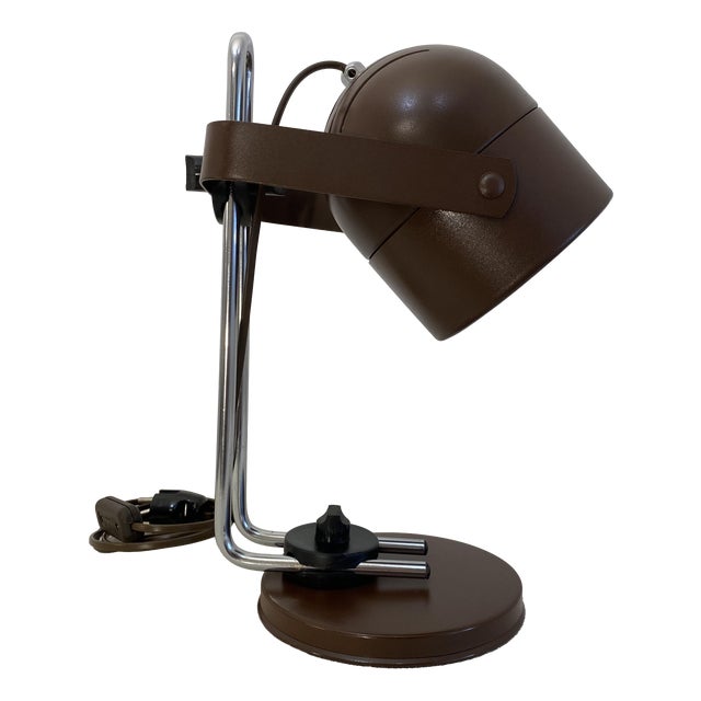 Vintage Space Age Adjustable Brown Spotlight Table Lamp, 1980s For Sale
