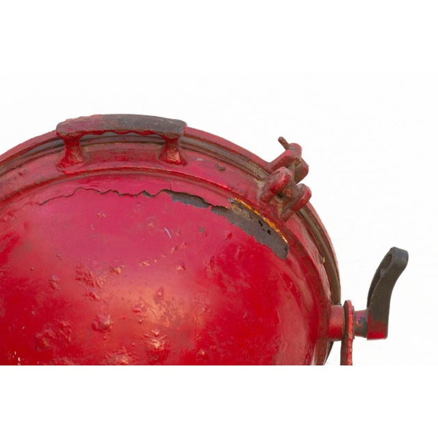 Antique Industrial Red Ship Lantern For Sale - Image 9 of 10