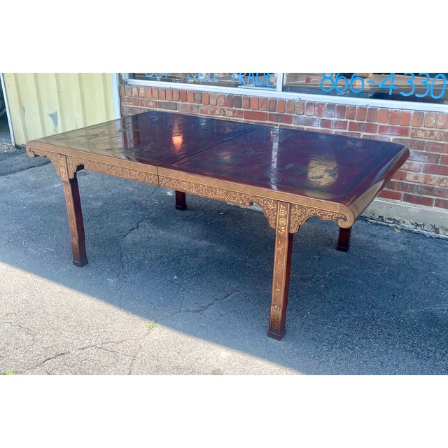 Late 20th Century Heritage Furniture "Ming Treasure" Chinoiserie Extension Dining Table - 2 Leaves For Sale - Image 18 of 18